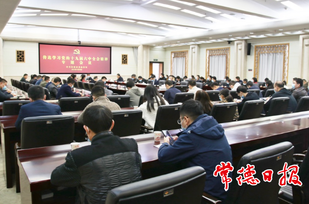 市委办传达学习党的十九届六中全会精神时强调：强化政治建设 做好以文辅政