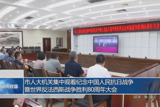 市人大常委会机关集中观看中国人民抗日战争暨世界反法西斯战争胜利80周年纪念大会